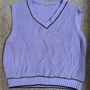 Purple Knit Sleeveless Sweater Vest